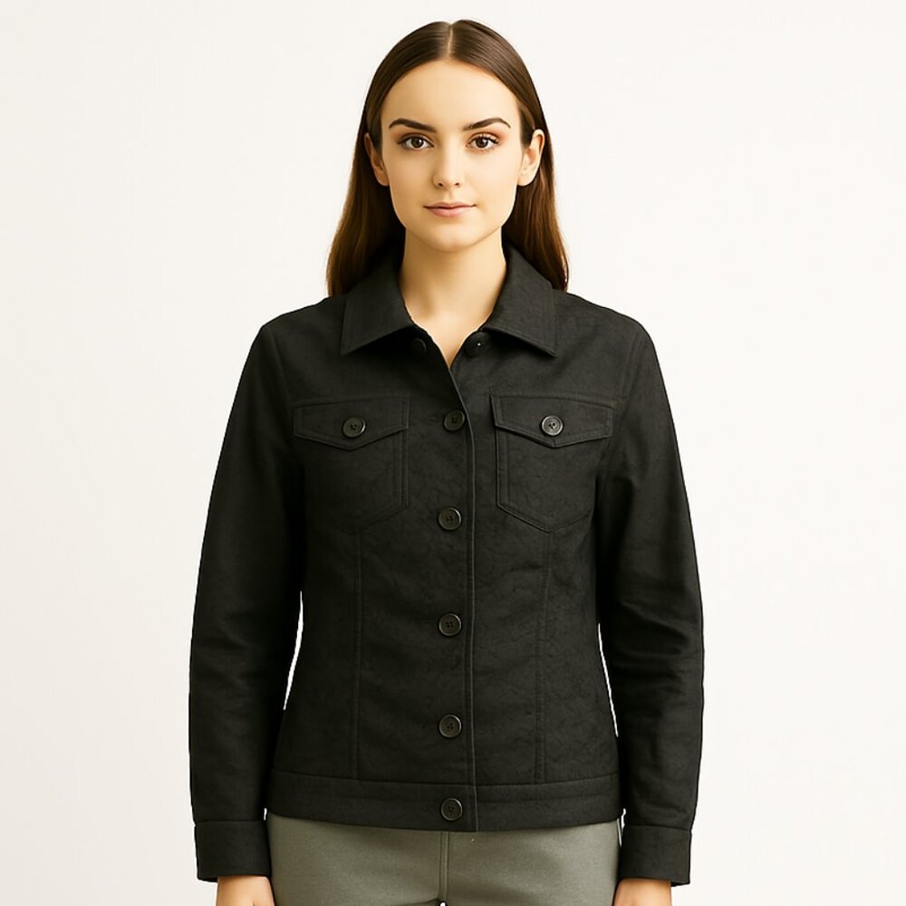Jones New York Jacket Size S Signature Stretch Black Jacquard